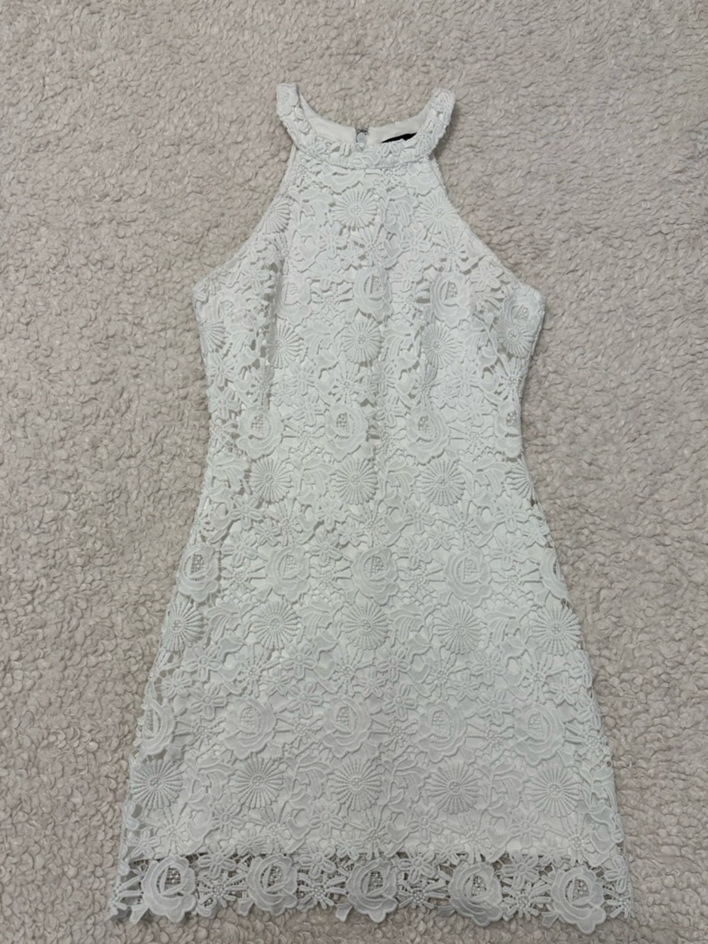 Lulu's White Floral Lace Halter Mini Dress